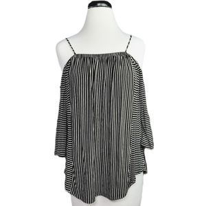 W5 cold-shoulder black & white striped top